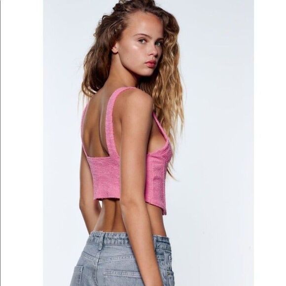 ZARA TEXTURED CORSET TOP Size L - Picture 4 of 5